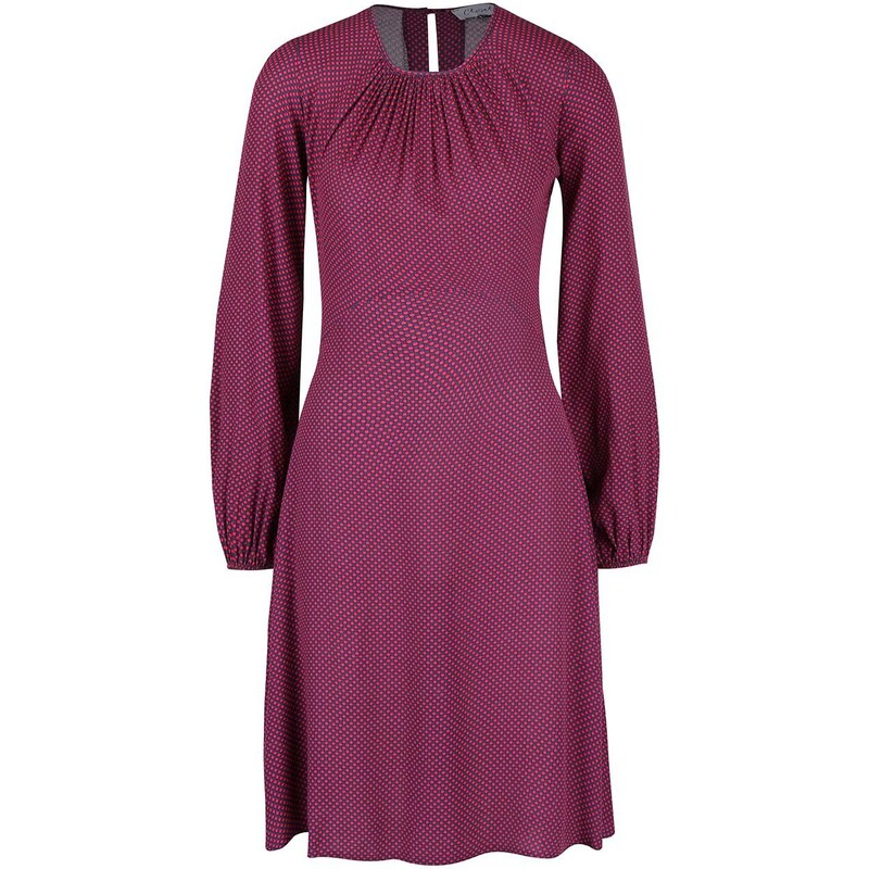 Modro-růžové puntíkaté šaty s dlouhými rukávy Closet