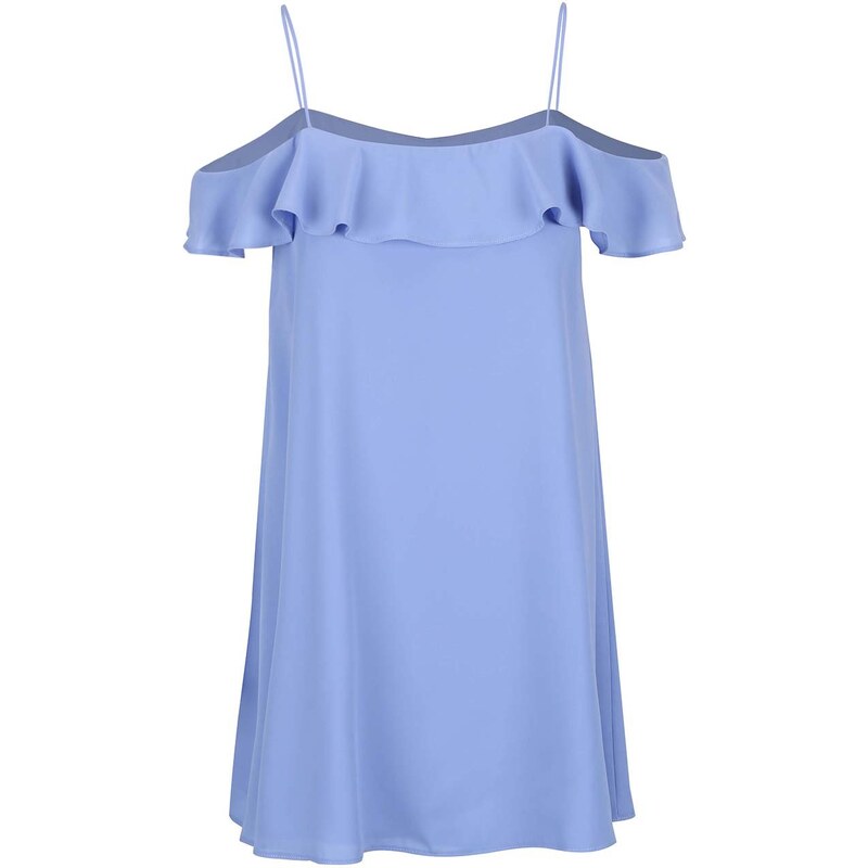 Světle modré volnější šaty s odhalenými rameny Miss Selfridge