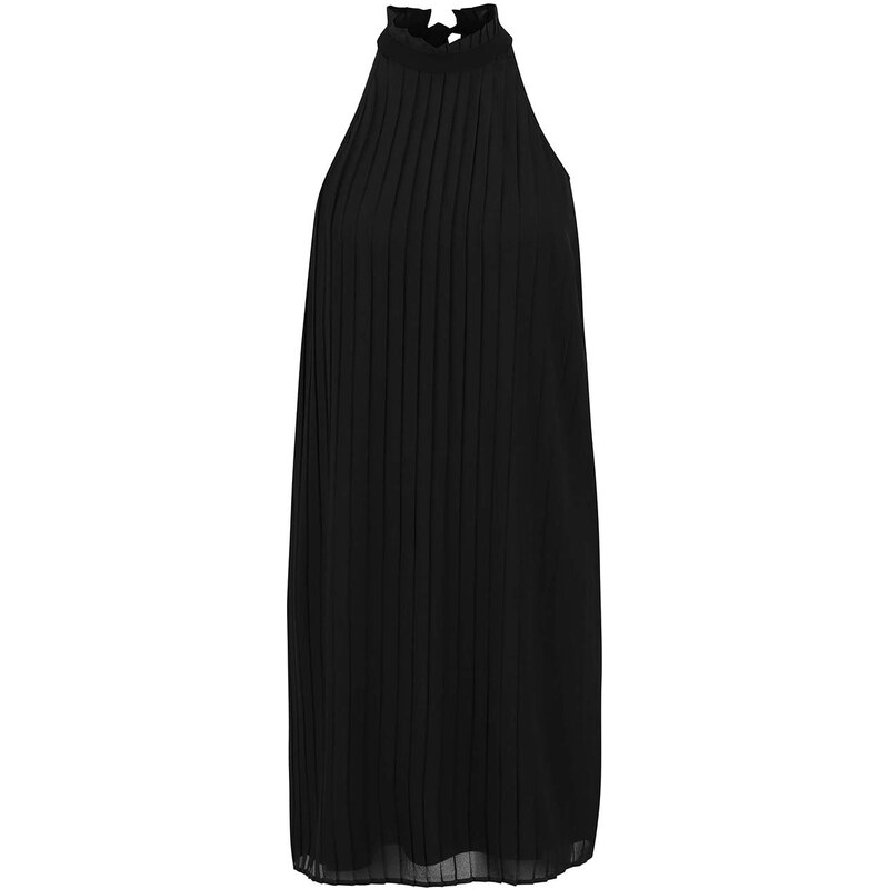 Černé plisované šaty se stojáčkem a mašlí Vero Moda Lima