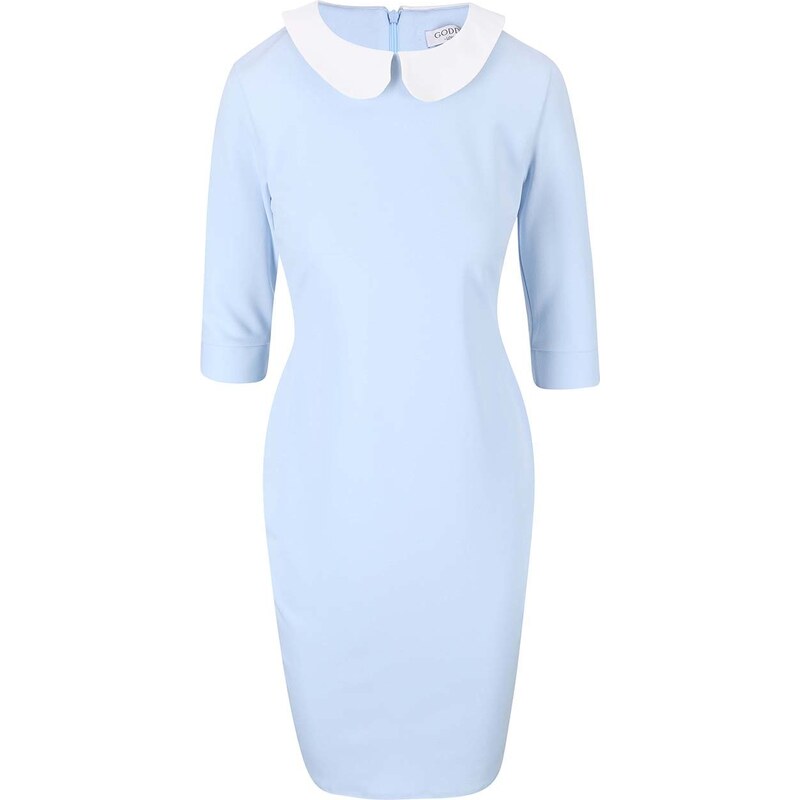 Světle modré šaty s bílým límečkem Goddiva