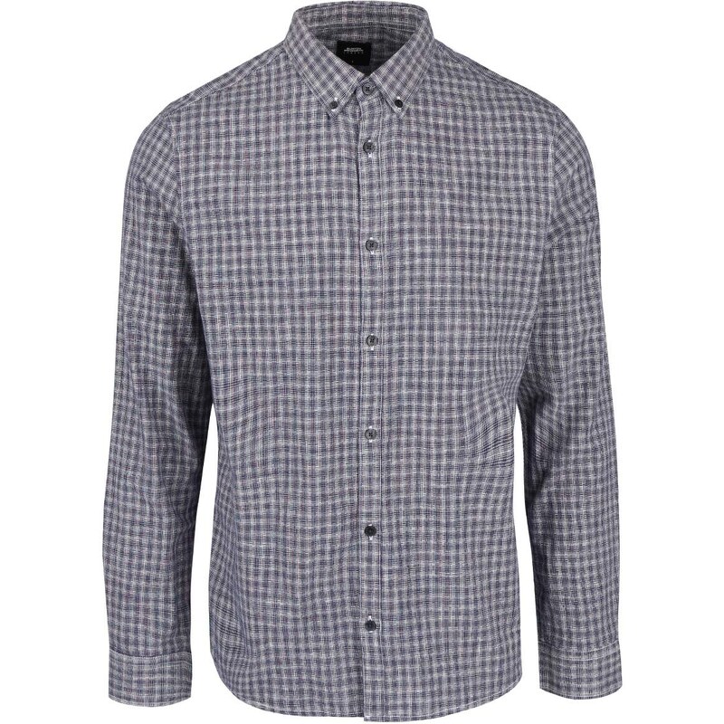 Krémovo-modrá vzorovaná košile Burton Menswear London