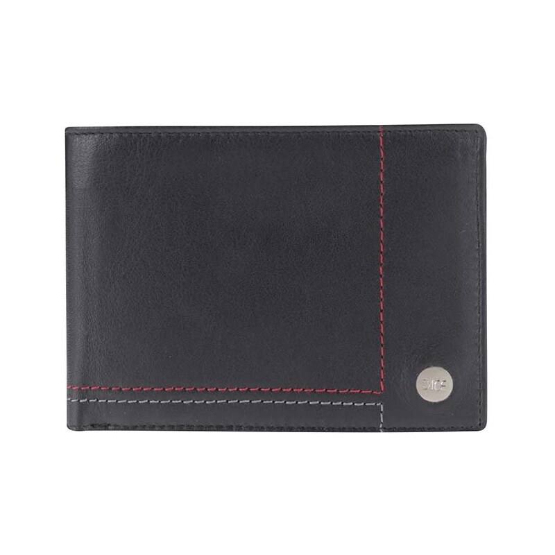 Černá kožená prošívaná peněženka Dice Ray