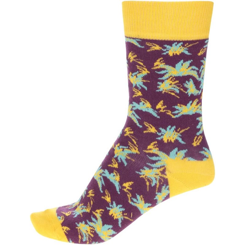Žluto-vínové unisex ponožky Happy Socks Aloha