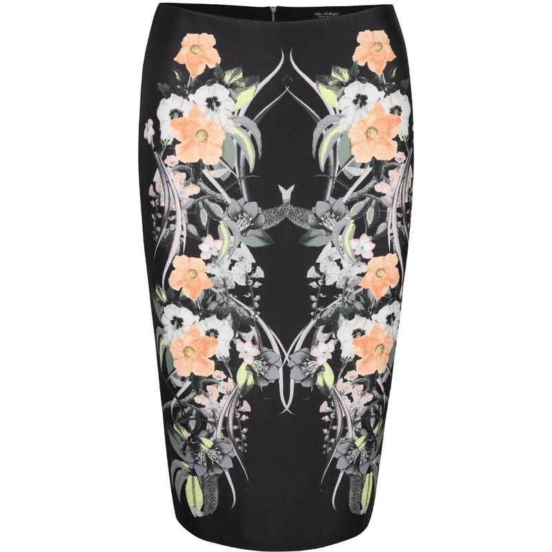 DUPLICITA K 203199 - Černá pouzdrová sukně se vzorem květin Miss Selfridge