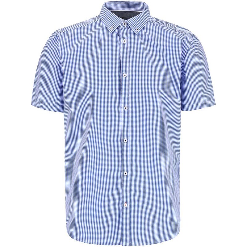 Modrá kostkovaná košile s krátkým rukávem Tailored & Originals Fullham Check SS