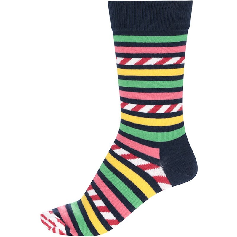 Tmavě modré pánské pruhované ponožky Happy Socks Stripe&Stripe