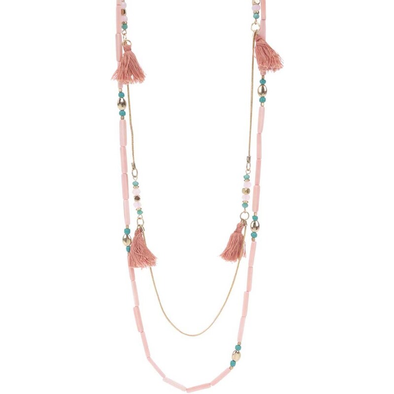 Růžový korálkový náhrdelník Pieces Becca