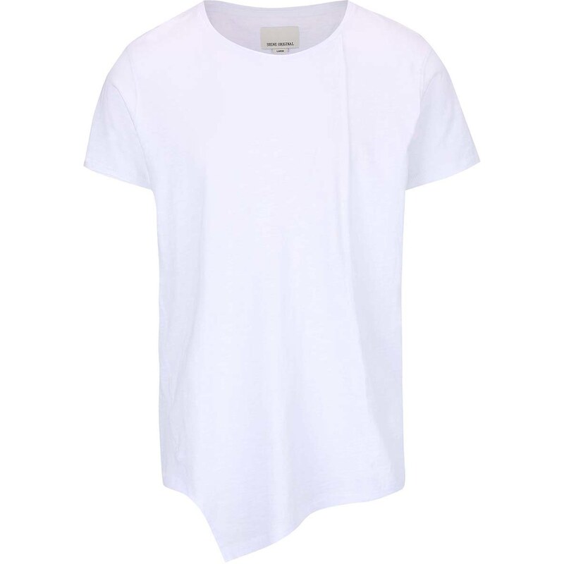 Bílé delší asymetrické tričko Shine Original Long Oversize