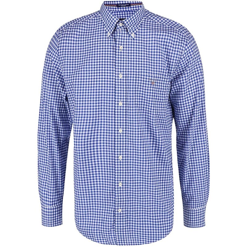 Modrá pánská kostkovaná regular fit košile GANT