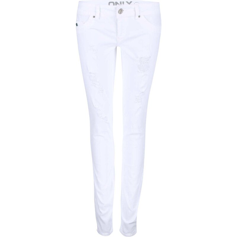 Bílé džíny s otrhaným efektem ONLY Coral