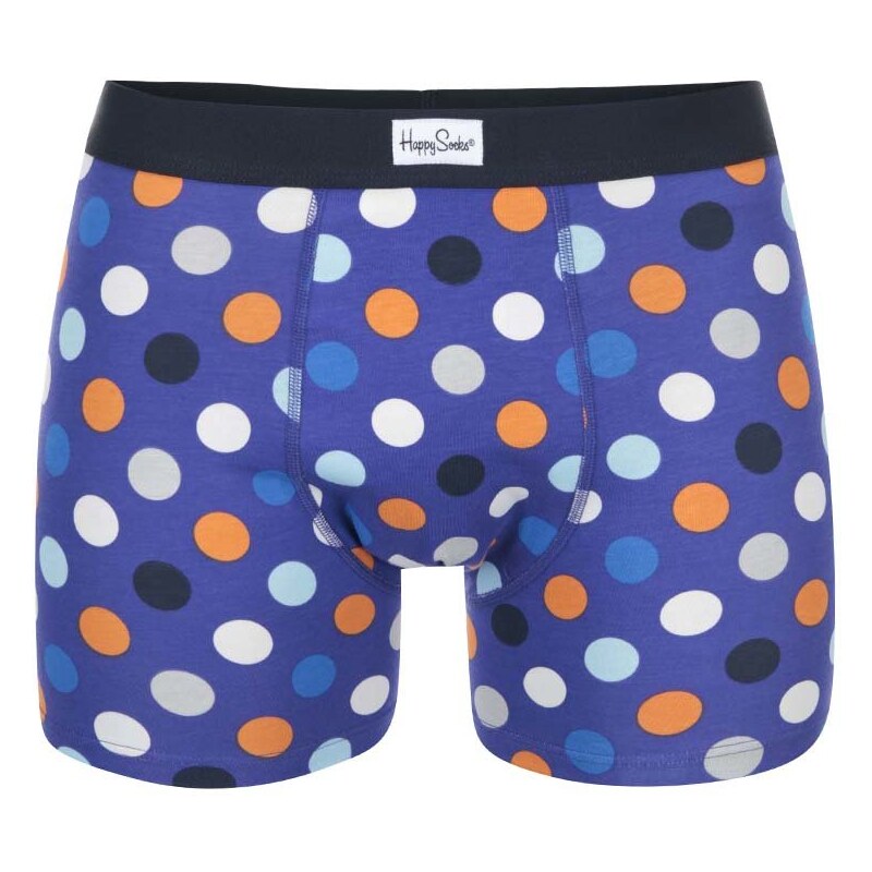 Modré boxerky s barevnými puntíky Happy Socks Big Dot