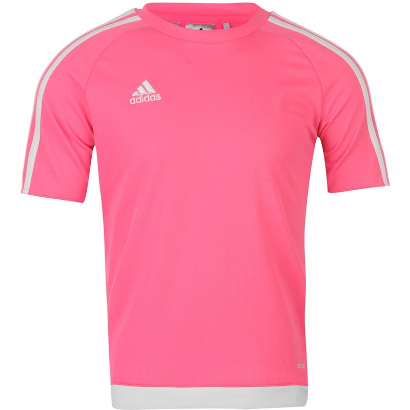 Adidas 3 Stripe Estro T Shirt Junior Boys, solar pink