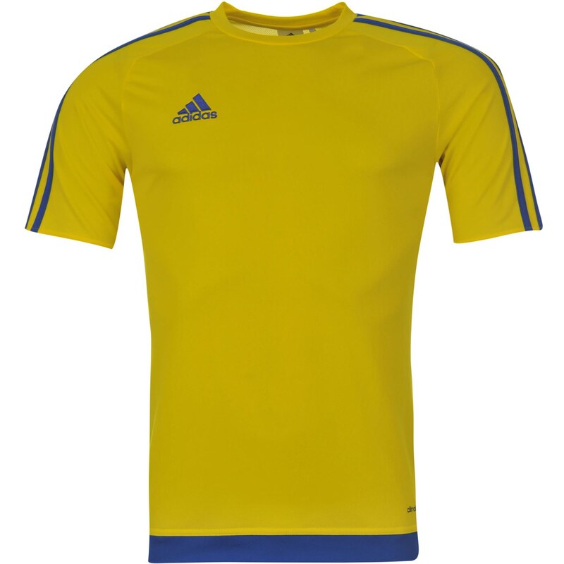Adidas 3 Stripe Estro T Shirt Mens, yellow/blue
