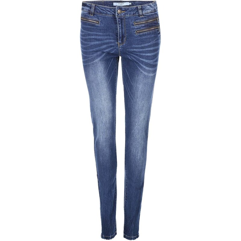 Modré slim džíny s ozdobnými zipy Vero Moda Seven
