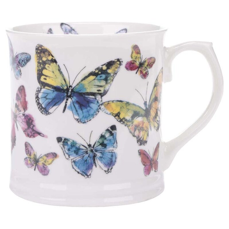 Bílý porcelánový hrnek s motivy motýlů Cooksmart Butterfly