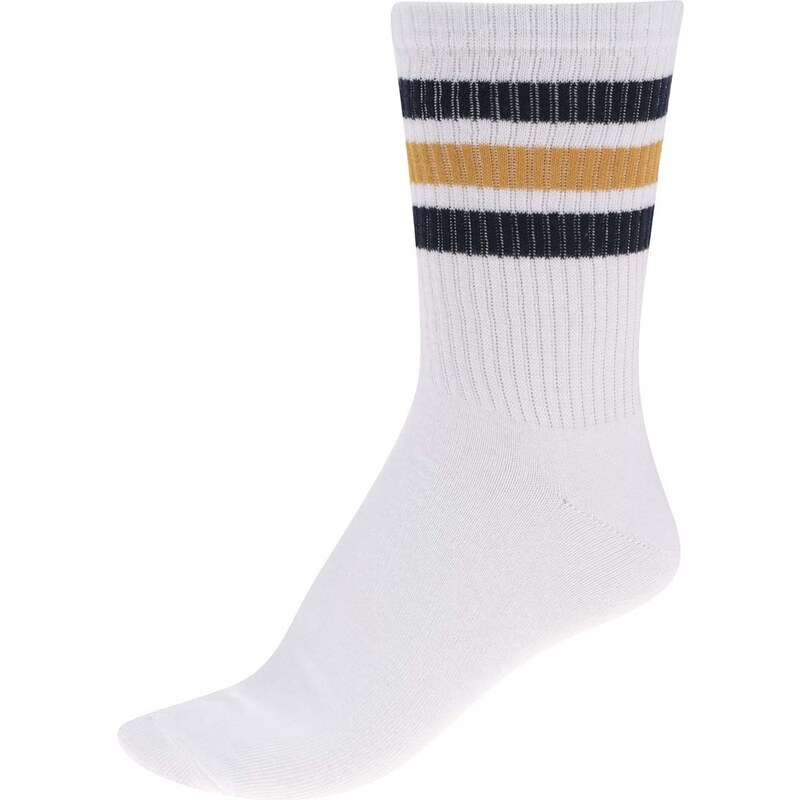 Bílé ponožky s modrým a žlutým pruhem Jack & Jones Classic