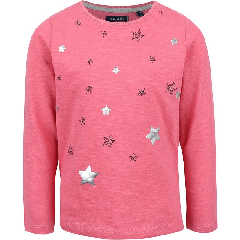 Růžové holčičí tričko s potiskem hvězd Blue Seven