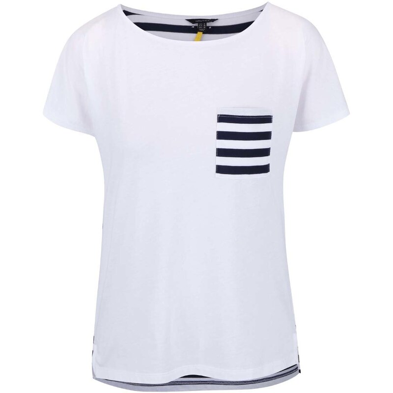 Bílé dámské tričko s pruhovanou kapsičkou Nautica