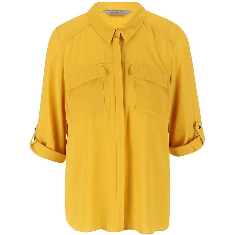 Žlutá košile s 3/4 rukávy Dorothy Perkins Petite