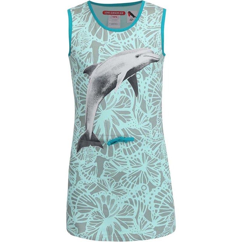 Šedo-mentolové dětské šaty s delfínem LoveStation22 Dolfijn