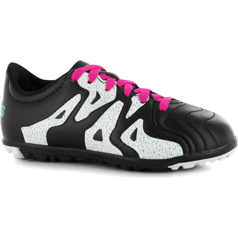 Adidas X 15.3 Leather TF Childrens Football Boots, black/shockmint