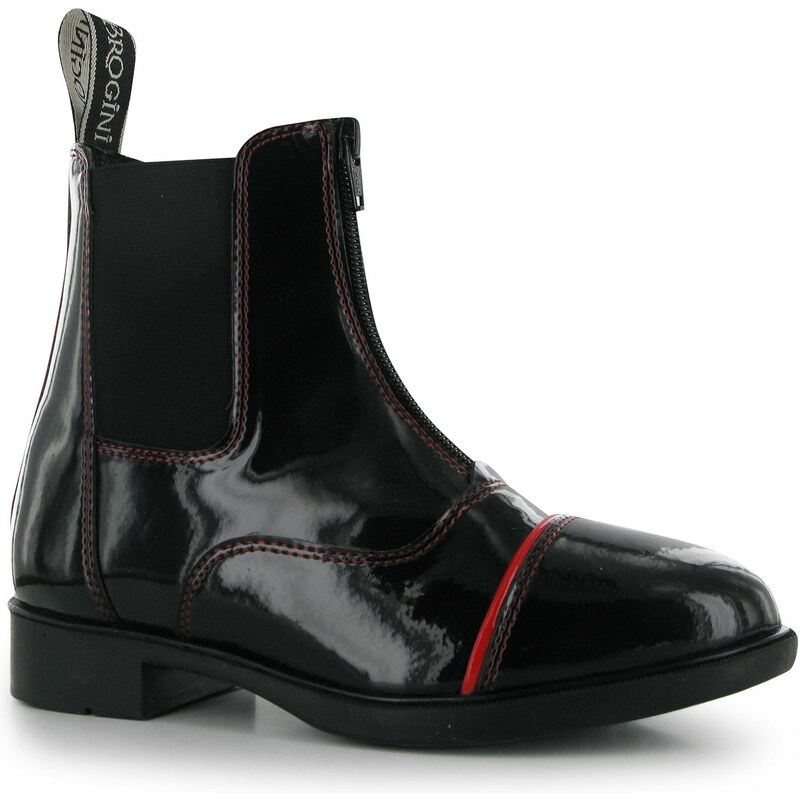 Brogini Patent Jodhpur Boots, black/red