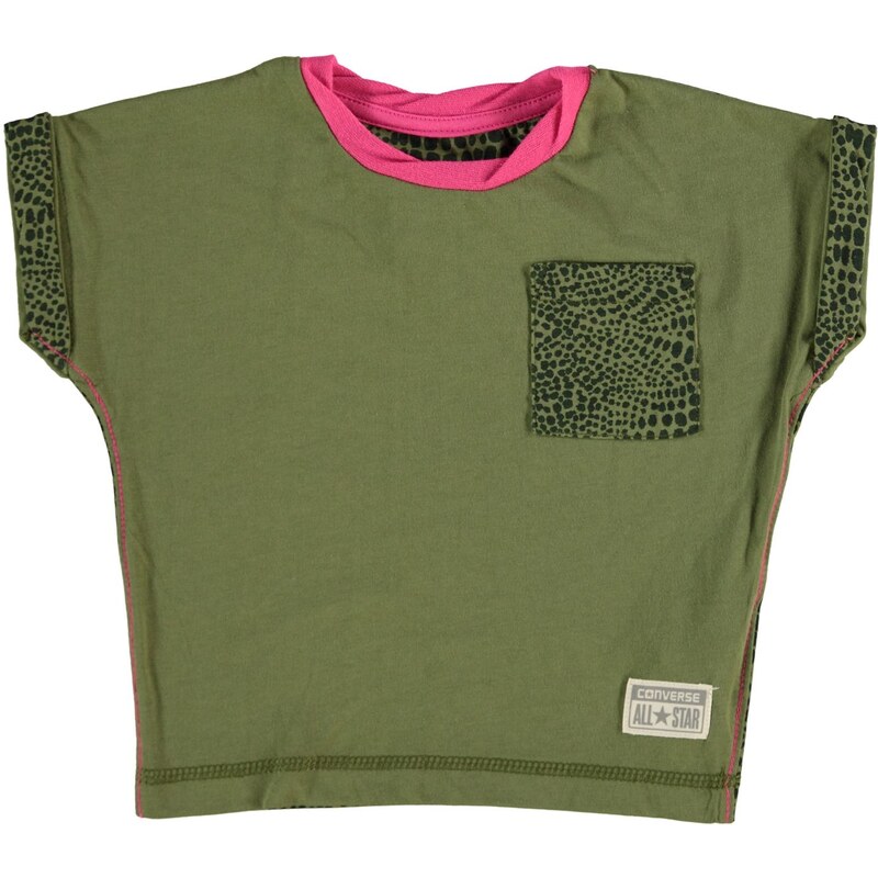 Converse Short Sleeve T Shirt Child Girls, camo green