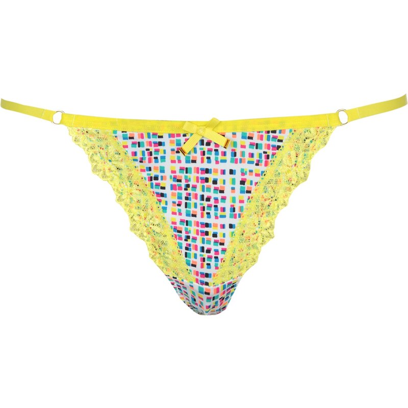 Kalotky dámské Golddigga Micro Thong White Chk/Lime