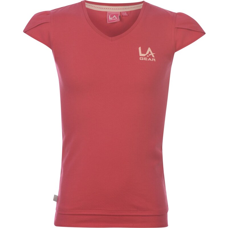 LA Gear V Neck T Shirt Girls, dark pink