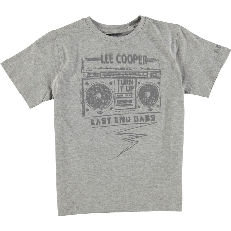 Lee Cooper Bass Print T Shirt Junior Boys, grey marl
