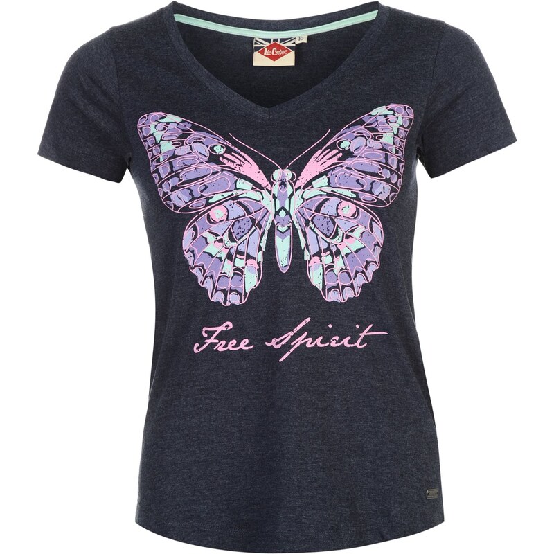 Triko Lee Cooper Butterfly V Neck T Shirt dámské Denim Marl