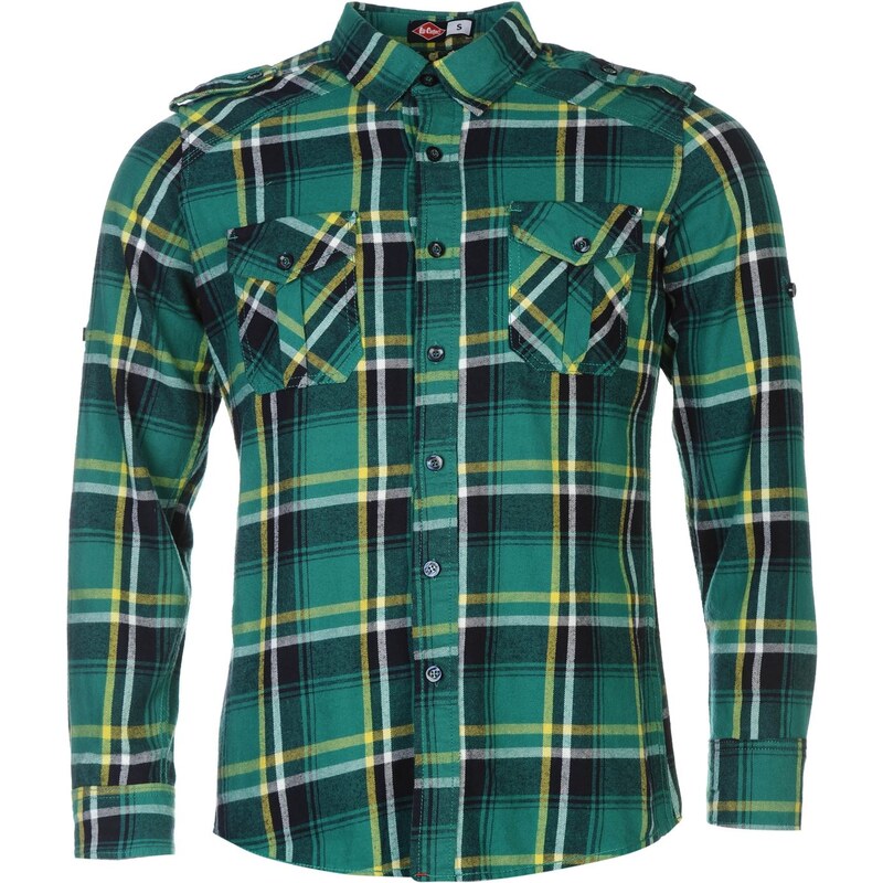 Lee Cooper Cooper Checked Flannel Shirt Mens, navy/green