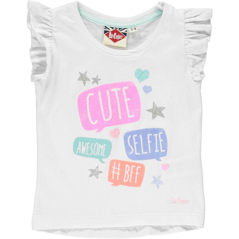 Lee Cooper Frill Sleeve T Shirt Infant Girls, white