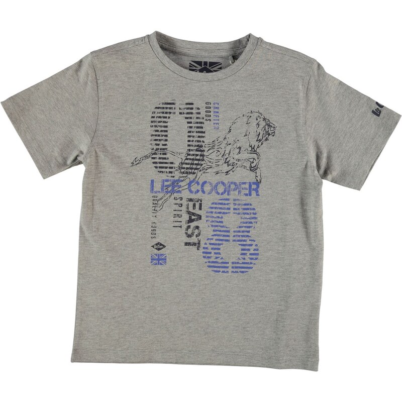 Lee Cooper Lion Print T Shirt Junior Boys, grey marl