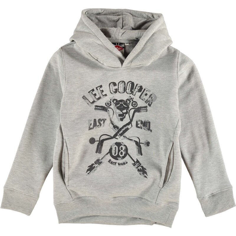 Lee Cooper Over The Head Bike Hoody Junior Boys, grey marl