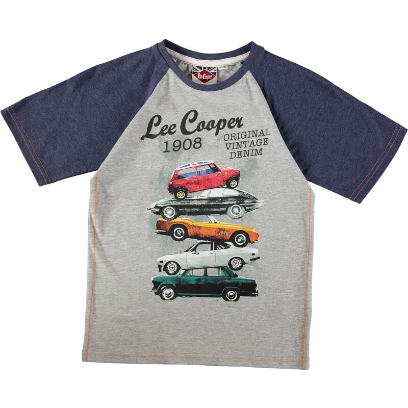 Lee Cooper Raglan Print T Shirt Junior Boys, grey m/denim m