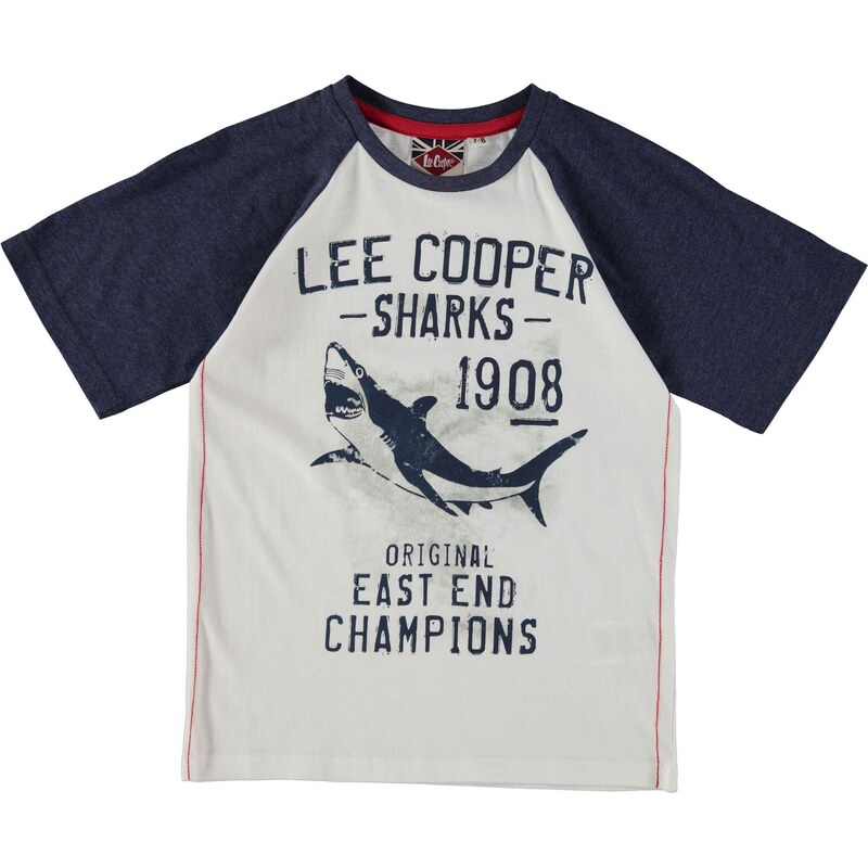 Lee Cooper Raglan Print T Shirt Junior Boys, white/navy