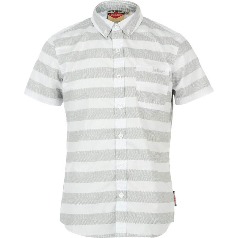Lee Cooper Short Sleeve All Over Pattern Textile Shirt Boys, wht/grystrp aop