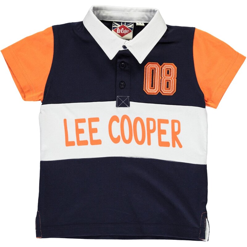 Lee Cooper Short Sleeve Rugby Shirt Infant Boys, navy/orange