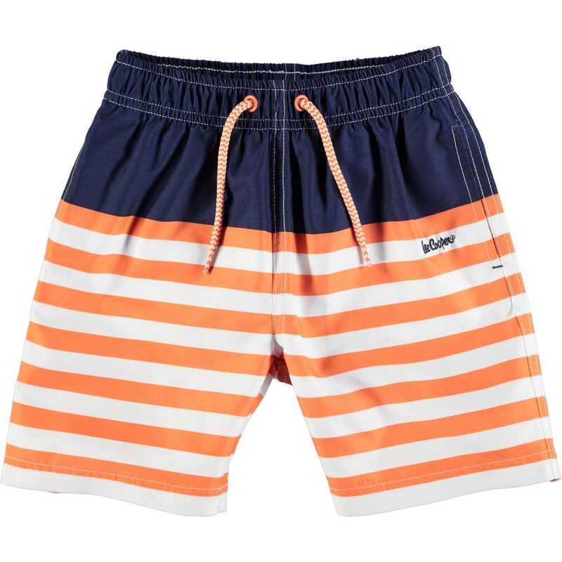 Lee Cooper Striped Swimming Shorts Infant Boys Orange/Navy