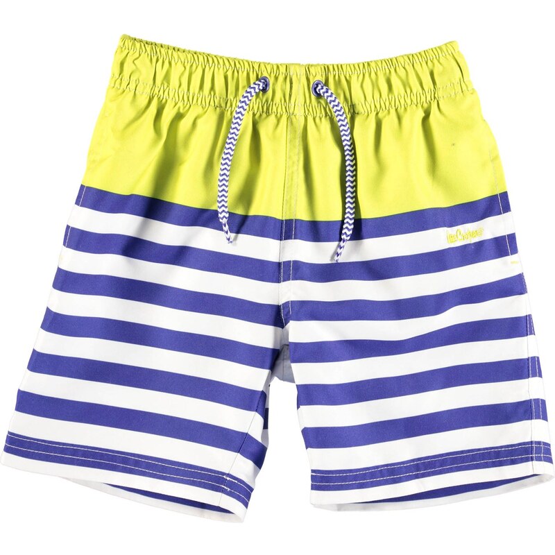 Lee Cooper Striped Swimming Shorts Infant Boys Royal/Lime