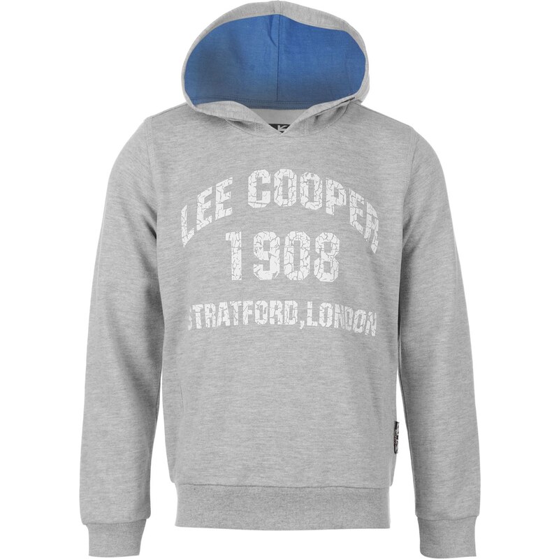Lee Cooper Sweater Suit Over The Head Hoody Junior Boys, grey marl