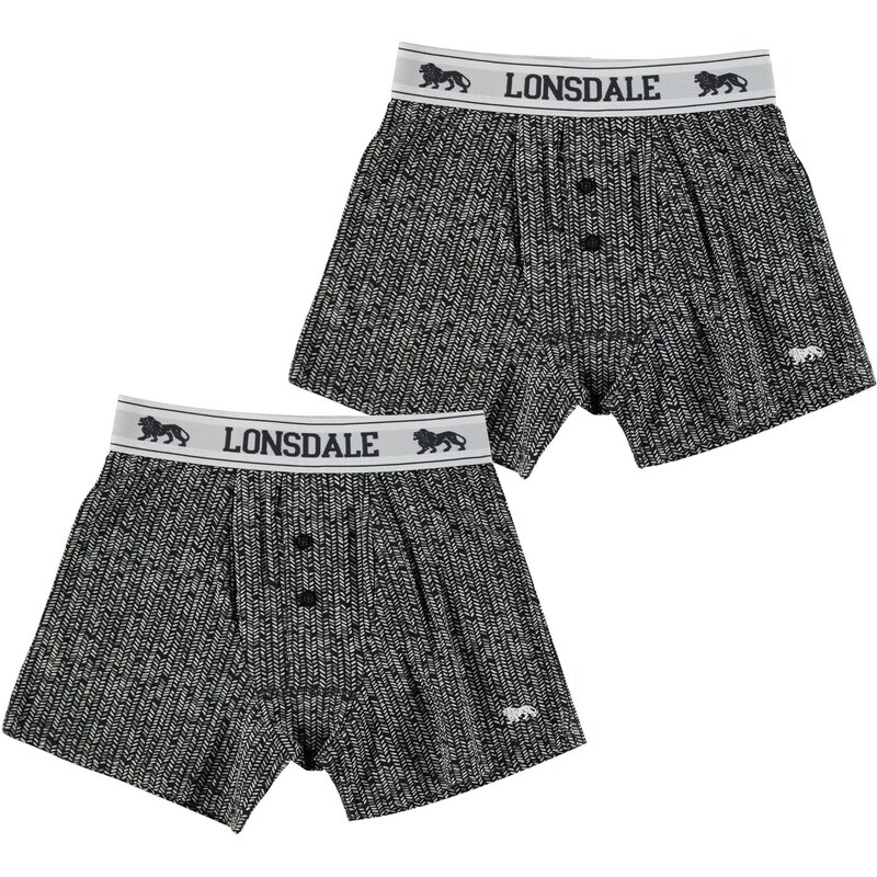 Lonsdale 2 Pack Boxers Junior, black knit aop