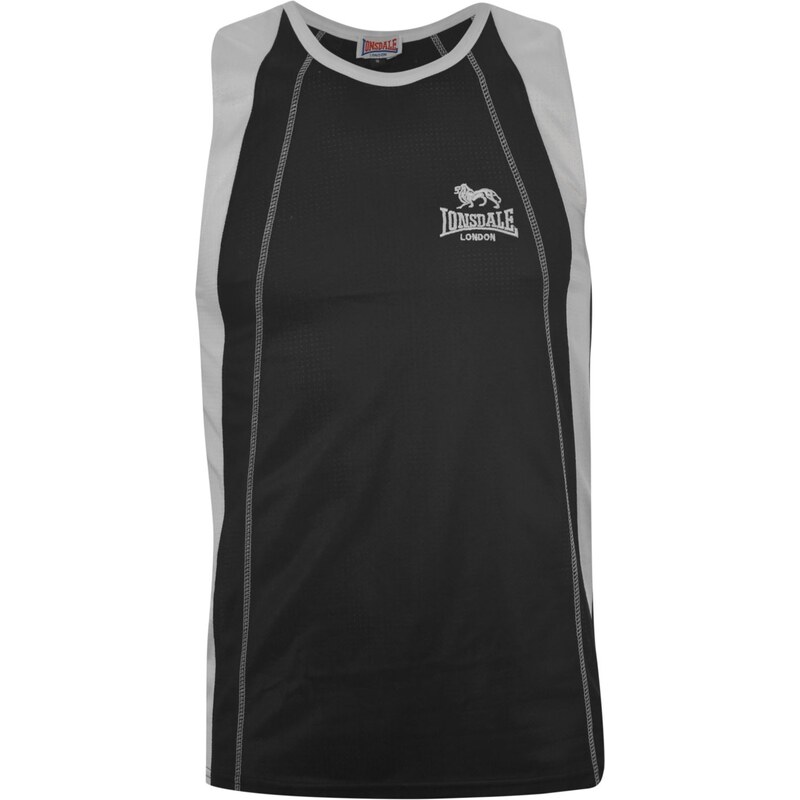 Lonsdale Perforated Sleeveless T Shirt Unisex Adults, black/white