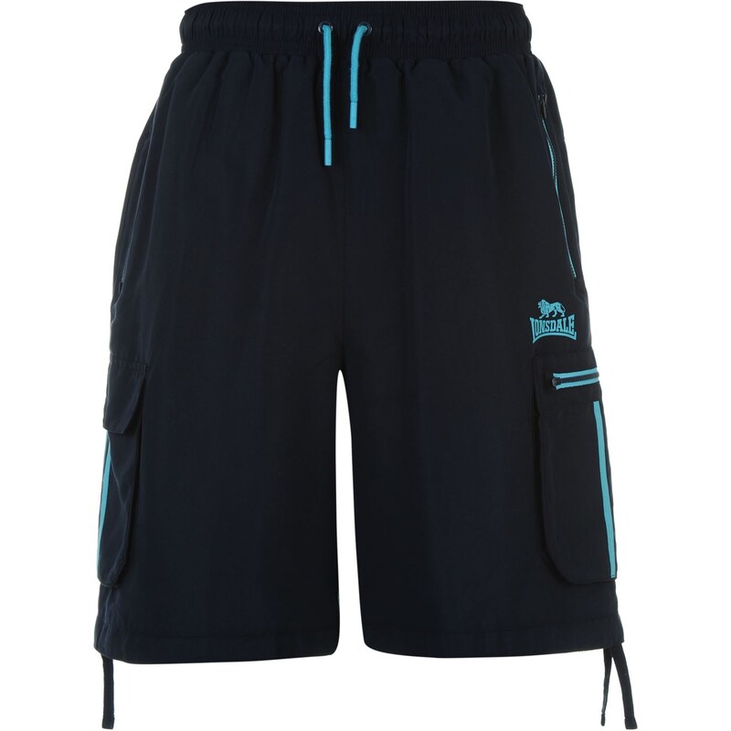 Lonsdale Two Stripe Cargo Shorts Mens, navy/brblue