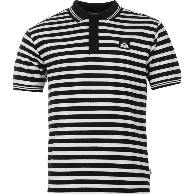 Lonsdale Yarn Dye Striped Polo Shirt Mens, navy/white
