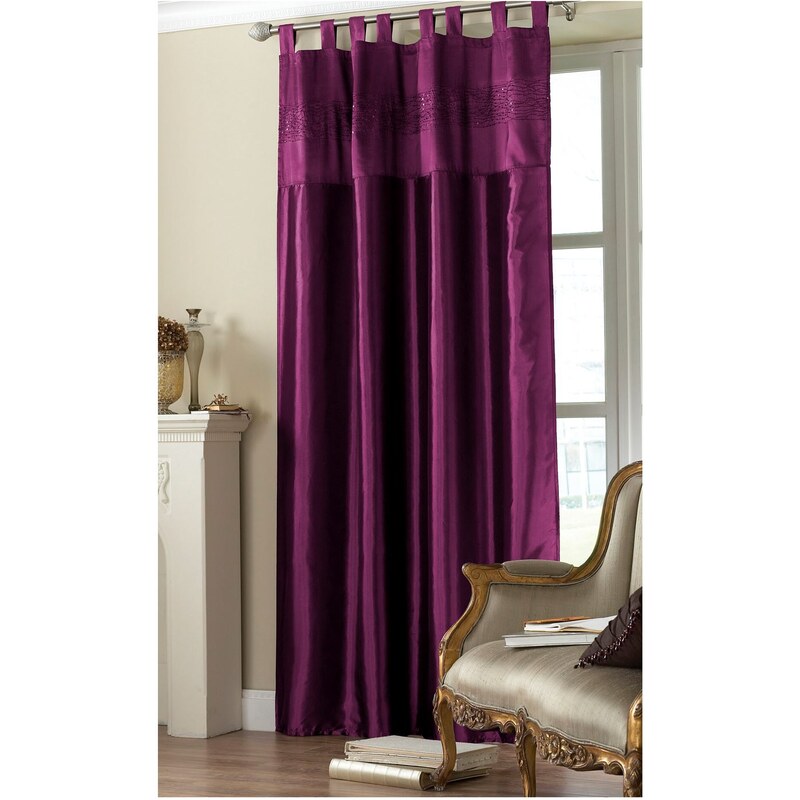 Mega Value Embroidered Sequin Taffeta Curtain, purple