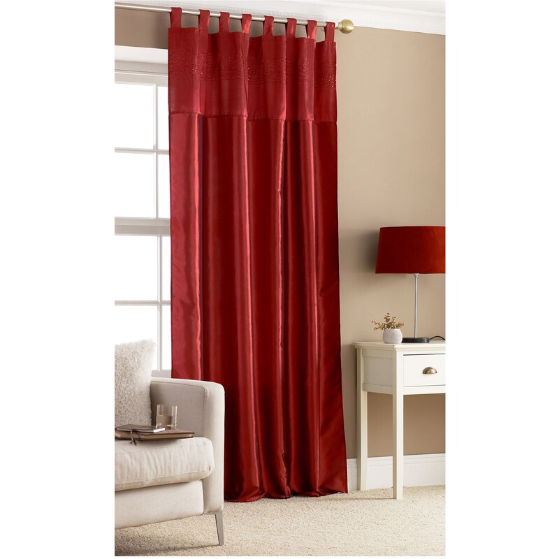 Mega Value Embroidered Sequin Taffeta Curtain, red