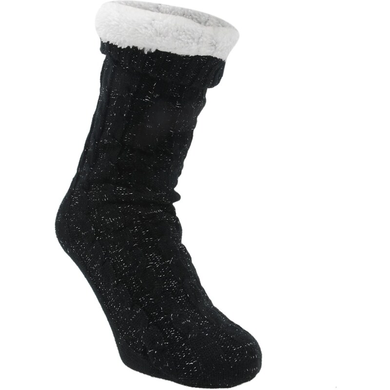 Mega Value One Pair Cosy Slipper Socks Womens, black