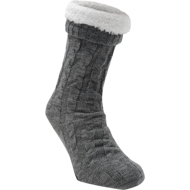 Mega Value One Pair Cosy Slipper Socks Womens, grey